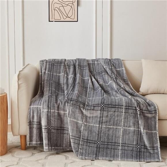 Super Soft Fleece Throw Blanket Checkered Cozy Lightweight Warm Blanket for Wome - Picture 1 of 6